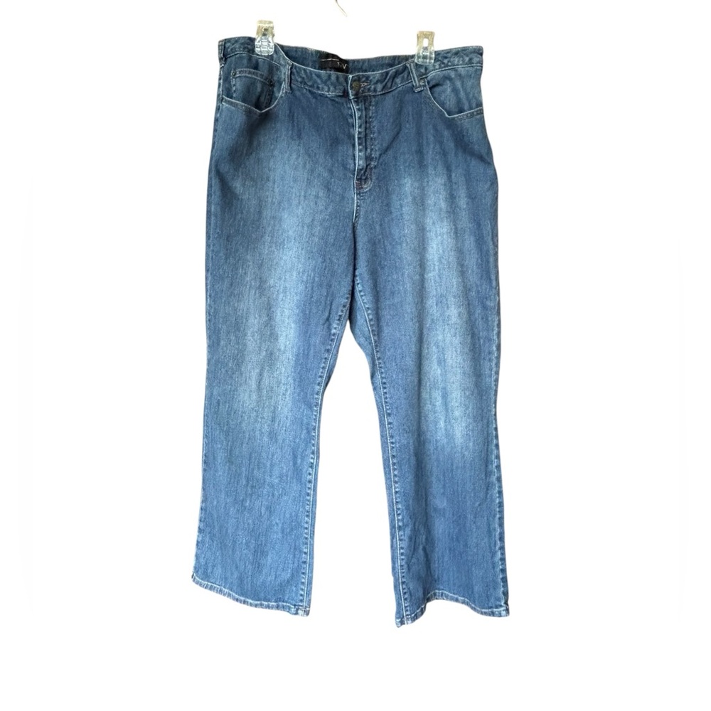 Venezia Medium Wash Straight Leg High Rise‎ Stretch Jeans Women's Plus Size 22